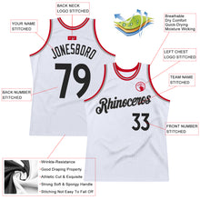 Load image into Gallery viewer, Custom White Black-Red Authentic Throwback Basketball Jersey
