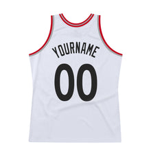 Load image into Gallery viewer, Custom White Black-Red Authentic Throwback Basketball Jersey
