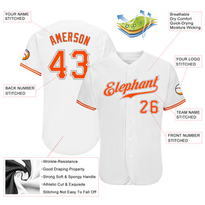 Custom White Orange-Gray Authentic Baseball Jersey