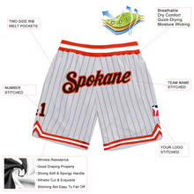 Load image into Gallery viewer, Custom White Brown Pinstripe Brown-Orange Authentic Basketball Shorts
