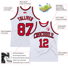 Load image into Gallery viewer, Custom White Red-Black Authentic Throwback Basketball Jersey
