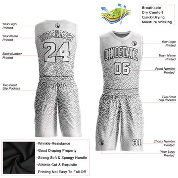 Custom White White-Black Round Neck Sublimation Basketball Suit Jersey