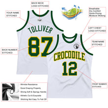 Load image into Gallery viewer, Custom White Green-Gold Authentic Throwback Basketball Jersey
