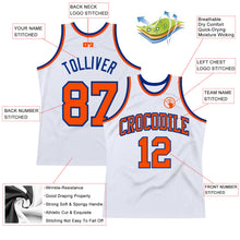 Load image into Gallery viewer, Custom White Orange-Royal Authentic Throwback Basketball Jersey
