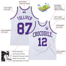 Load image into Gallery viewer, Custom White Purple-Gray Authentic Throwback Basketball Jersey
