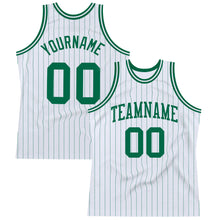 Load image into Gallery viewer, Custom White Kelly Green Pinstripe Kelly Green Authentic Basketball Jersey
