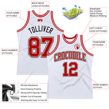 Load image into Gallery viewer, Custom White Red-Black Authentic Throwback Basketball Jersey
