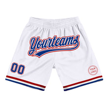 Load image into Gallery viewer, Custom White Royal-Red Authentic Throwback Basketball Shorts
