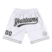 Load image into Gallery viewer, Custom White Black-Gray Authentic Throwback Basketball Shorts
