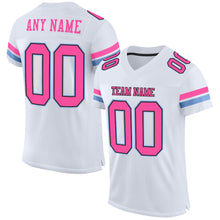 Load image into Gallery viewer, Custom White Pink Black-Light Blue Mesh Authentic Football Jersey
