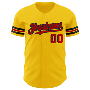 Custom Yellow Red-Black Authentic Baseball Jersey