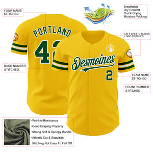 Custom Yellow Green-White Authentic Baseball Jersey