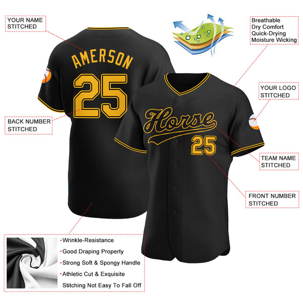 Custom Black Black-Old Gold Authentic Baseball Jersey Sale– Fcustom