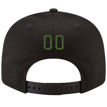 Load image into Gallery viewer, Custom Black Green-Gold Stitched Adjustable Snapback Hat
