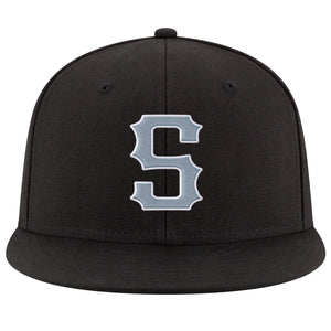 Custom Black Light Gray-White Stitched Adjustable Snapback Hat