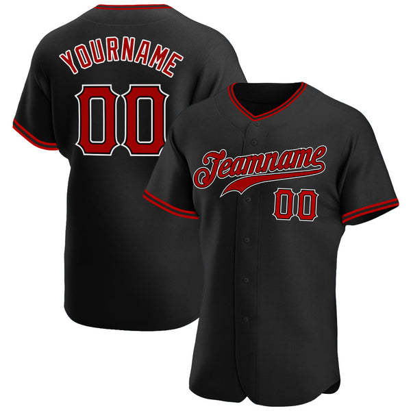 Custom Black Royal-Red Authentic Baseball Jersey Sale– Fcustom