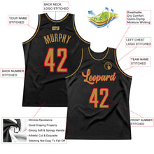 Load image into Gallery viewer, Custom Black Old Gold-Red Authentic Throwback Basketball Jersey
