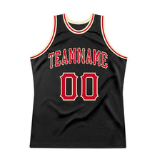 Load image into Gallery viewer, Custom Black Red-Cream Authentic Throwback Basketball Jersey
