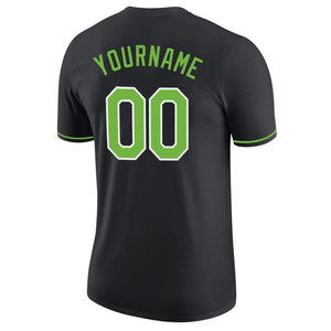 Custom Black Neon Green-White Performance T-Shirt