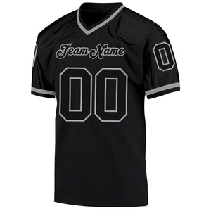 Custom Black Black-Gray Mesh Authentic Throwback Football Jersey