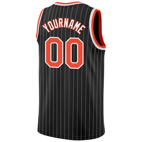 Custom Orange Basketball Jersey Black-White Authentic Throwback