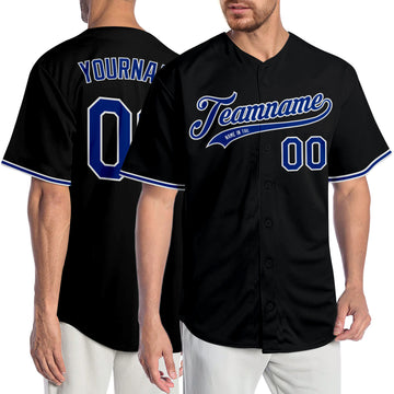 Black Black-Powder Blue CUSTOM Baseball Jersey 