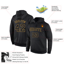 Load image into Gallery viewer, Custom Stitched Black Old Gold Pinstripe Black-Old Gold Sports Pullover Sweatshirt Hoodie
