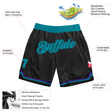 Load image into Gallery viewer, Custom Black Teal-Black Authentic Throwback Basketball Shorts
