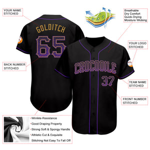 Custom Black Purple-Old Gold Authentic Drift Fashion Baseball Jersey