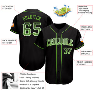 Custom Black Neon Green-White Authentic Drift Fashion Baseball Jersey