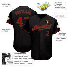 Load image into Gallery viewer, Custom Black Red-Kelly Green Authentic Baseball Jersey
