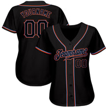 Load image into Gallery viewer, Custom Black Black-Orange Authentic Baseball Jersey
