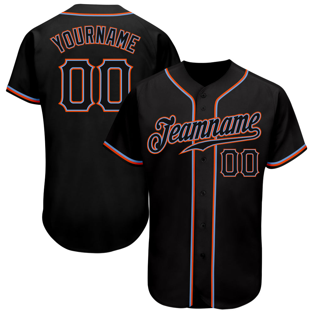 Custom Black Black-Orange Authentic Baseball Jersey