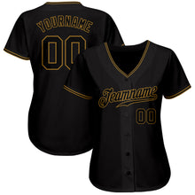 Load image into Gallery viewer, Custom Black Black-Old Gold Authentic Baseball Jersey
