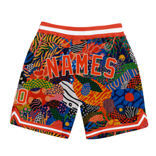 Load image into Gallery viewer, Custom Black Orange-White 3D Pattern Design Hawaii Bush Authentic Basketball Shorts
