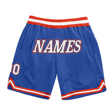 Load image into Gallery viewer, Custom Blue White-Orange Authentic Throwback Basketball Shorts
