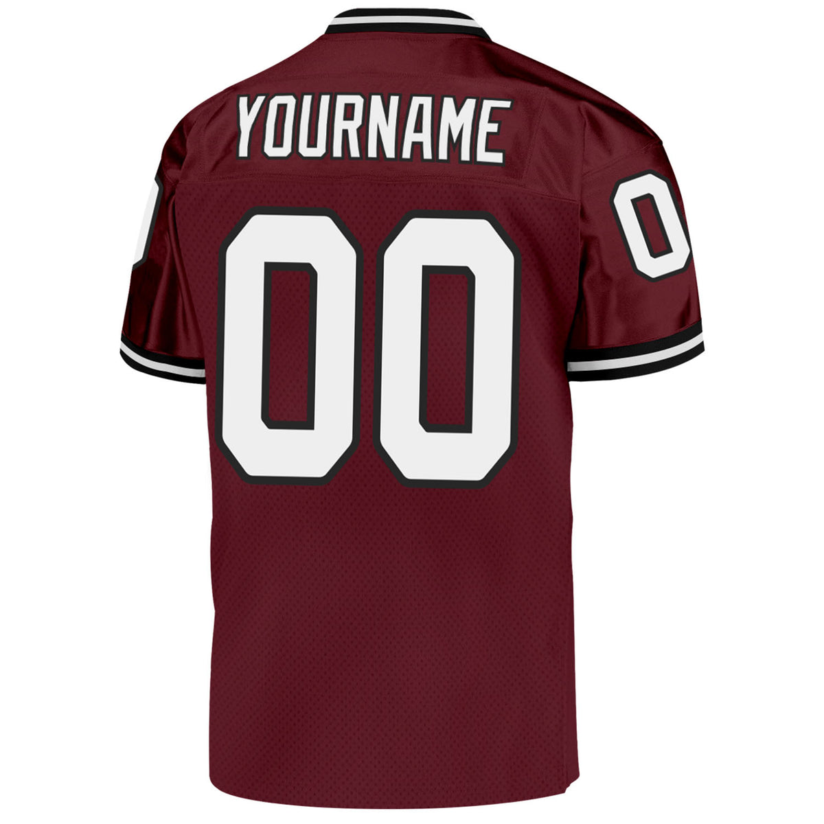 Custom Burgundy White-Black Mesh Authentic Throwback Football Jersey ...