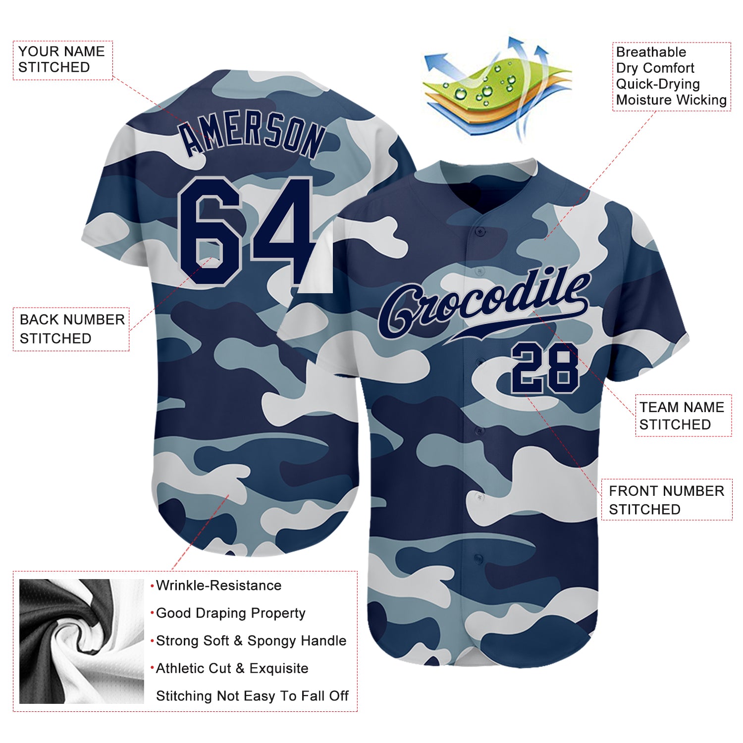 SC Select Baseball Jersey - Navy Palmetto Design