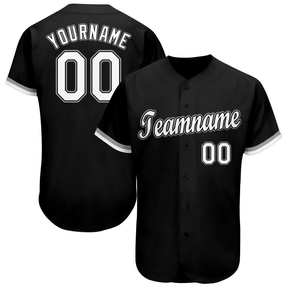 Custom White Black Pinstripe Black-Gray Baseball Jersey – FanCustom