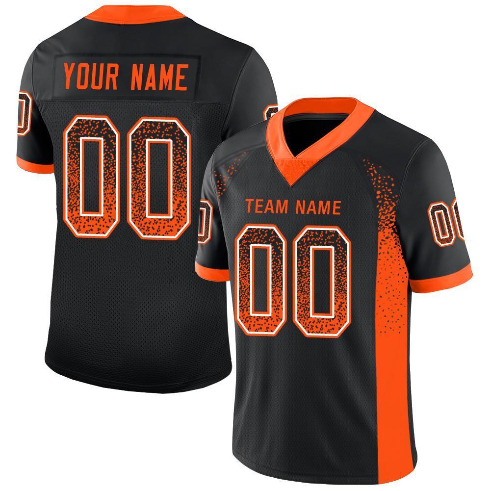Custom Black Black-Orange Mesh Authentic Football Jersey Discount