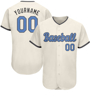 Custom Cream Light Blue-Steel Gray Authentic Father's Day Baseball Jersey