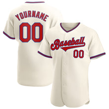 Load image into Gallery viewer, Custom Cream Red-Royal Authentic Baseball Jersey
