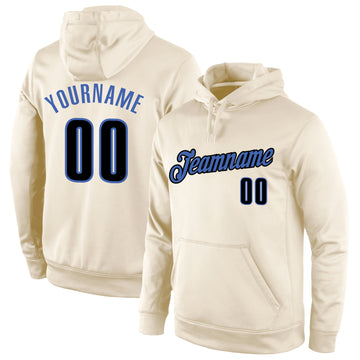 Custom Stitched Cream Black-Blue Sports Pullover Sweatshirt Hoodie