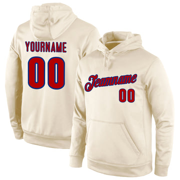 Custom Stitched Cream Red-Royal Sports Pullover Sweatshirt Hoodie