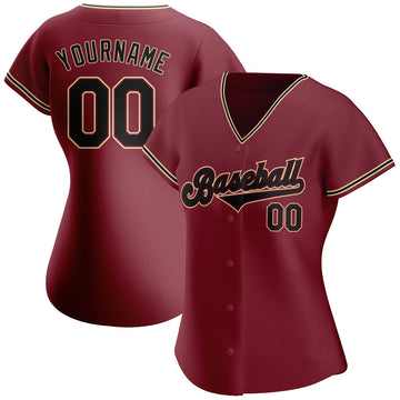 Custom Crimson Black-City Cream Authentic Baseball Jersey