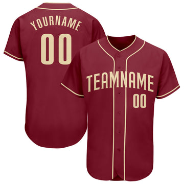 Custom Crimson Cream Authentic Baseball Jersey