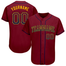 Load image into Gallery viewer, Custom Crimson Navy-Gold Authentic Drift Fashion Baseball Jersey
