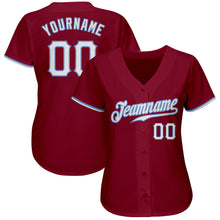 Load image into Gallery viewer, Custom Crimson White-Light Blue Authentic Baseball Jersey
