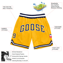 Load image into Gallery viewer, Custom Gold Navy-White Authentic Throwback Basketball Shorts
