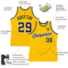 Load image into Gallery viewer, Custom Gold Black-White Authentic Throwback Basketball Jersey
